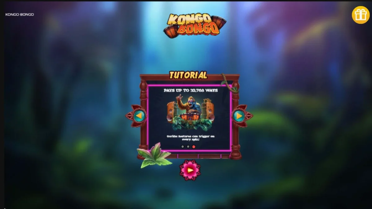 Tampilan antarmuka game slot Kongo Bongo di layar ponsel pintar dengan latar belakang hutan tropis.